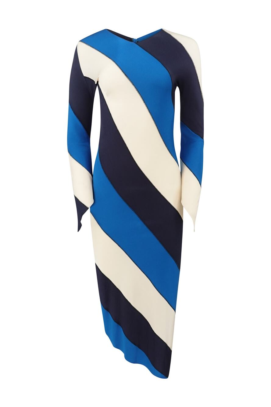 Marni by Francesco Risso SS22 Runway Diagonal Stripe Jersey Midi Dress